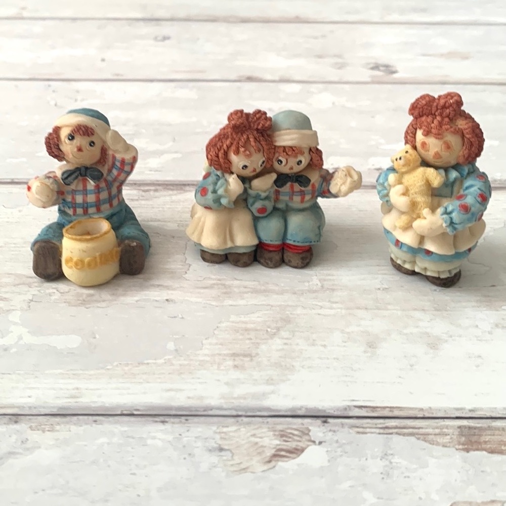 Raggedy Anne & Andy Ceramic Figurines Collectables Set of 3 Popular Imports 1997